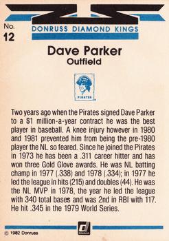 1982 Donruss #12 Dave Parker Back