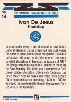 1982 Donruss #14 Ivan De Jesus Back