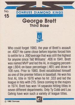 1982 Donruss #15 George Brett Back