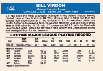 1982 Donruss #144 Bill Virdon Back
