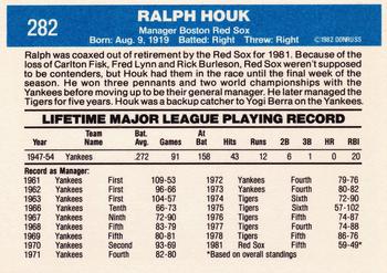 1982 Donruss #282 Ralph Houk Back