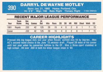 1982 Donruss #390 Darryl Motley Back
