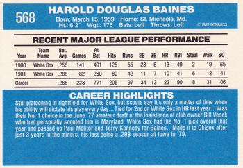 1982 Donruss #568 Harold Baines Back