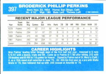 1982 Donruss #397 Broderick Perkins Back