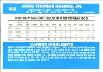 1982 Donruss #444 John Harris Back