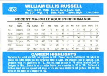 1982 Donruss #453 Bill Russell Back