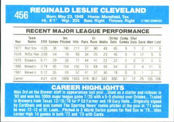 1982 Donruss #456 Reggie Cleveland Back