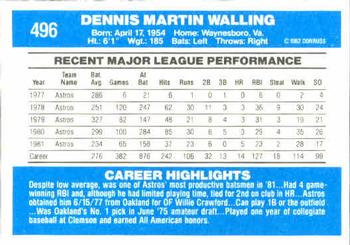 1982 Donruss #496 Denny Walling Back
