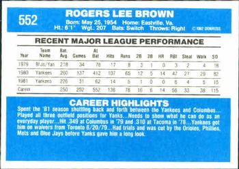 1982 Donruss #552 Bobby Brown Back