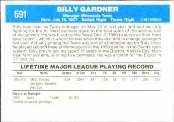 1982 Donruss #591 Billy Gardner Back