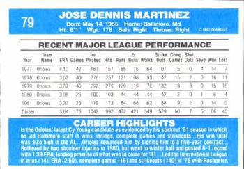 1982 Donruss #79 Dennis Martinez Back