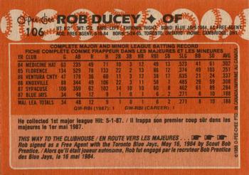 1988 O-Pee-Chee #106 Rob Ducey Back