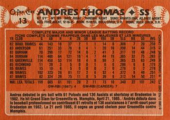 1988 O-Pee-Chee #13 Andres Thomas Back