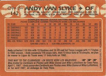 1988 O-Pee-Chee #142 Andy Van Slyke Back