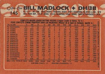 1988 O-Pee-Chee #145 Bill Madlock Back