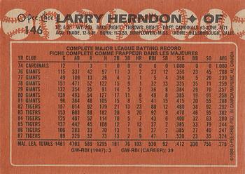 1988 O-Pee-Chee #146 Larry Herndon Back