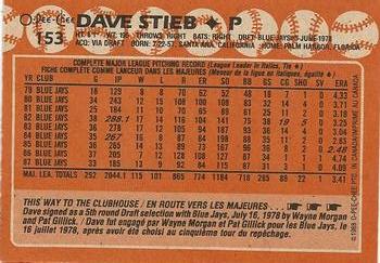 1988 O-Pee-Chee #153 Dave Stieb Back