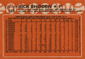 1988 O-Pee-Chee #185 Rick Rhoden Back