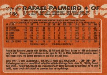 1988 O-Pee-Chee #186 Rafael Palmeiro Back