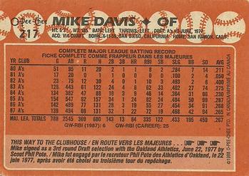 1988 O-Pee-Chee #217 Mike Davis Back