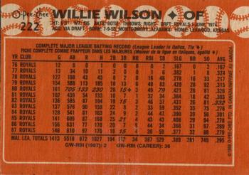 1988 O-Pee-Chee #222 Willie Wilson Back
