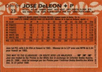 1988 O-Pee-Chee #23 Jose DeLeon Back