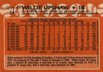 1988 O-Pee-Chee #241 Willie Upshaw Back
