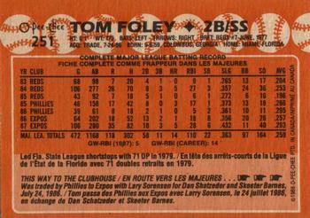 1988 O-Pee-Chee #251 Tom Foley Back