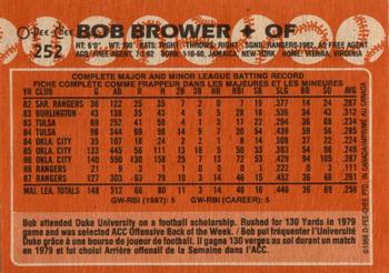 1988 O-Pee-Chee #252 Bob Brower Back