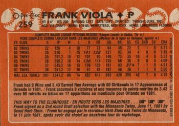 1988 O-Pee-Chee #259 Frank Viola Back