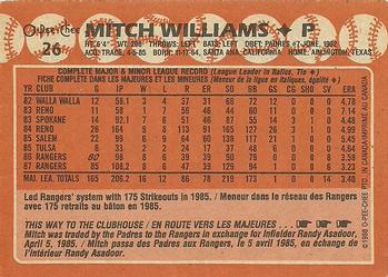 1988 O-Pee-Chee #26 Mitch Williams Back