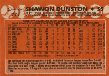 1988 O-Pee-Chee #277 Shawon Dunston Back