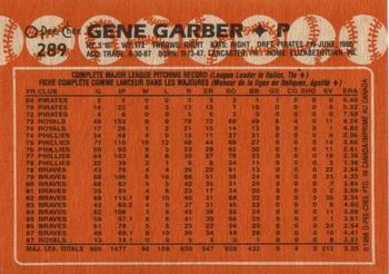 1988 O-Pee-Chee #289 Gene Garber Back