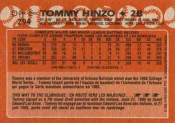 1988 O-Pee-Chee #294 Tommy Hinzo Back