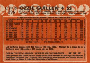 1988 O-Pee-Chee #296 Ozzie Guillen Back