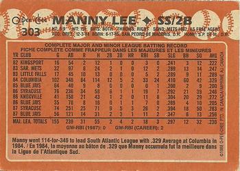 1988 O-Pee-Chee #303 Manny Lee Back