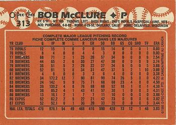 1988 O-Pee-Chee #313 Bob McClure Back