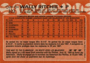 1988 O-Pee-Chee #322 Wally Ritchie Back