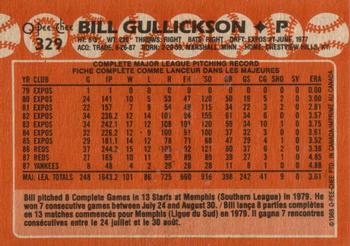 1988 O-Pee-Chee #329 Bill Gullickson Back