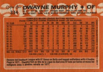 1988 O-Pee-Chee #334 Dwayne Murphy Back