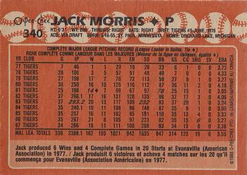 1988 O-Pee-Chee #340 Jack Morris Back