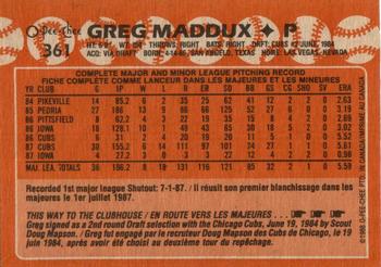 1988 O-Pee-Chee #361 Greg Maddux Back