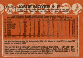 1988 O-Pee-Chee #36 Jamie Moyer Back