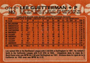 1988 O-Pee-Chee #382 Lee Guetterman Back