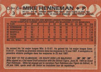 1988 O-Pee-Chee #3 Mike Henneman Back
