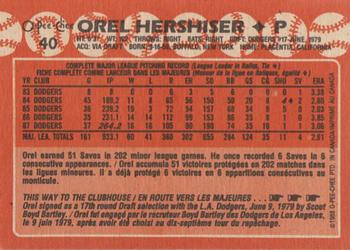 1988 O-Pee-Chee #40 Orel Hershiser Back