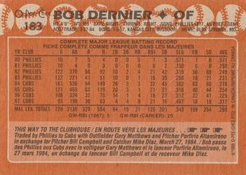 1988 O-Pee-Chee #183 Bob Dernier Back