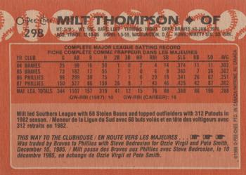 1988 O-Pee-Chee #298 Milt Thompson Back