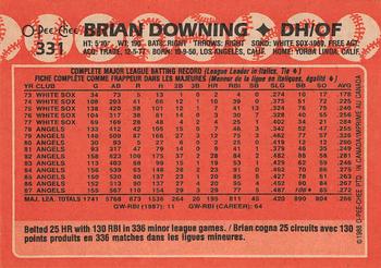1988 O-Pee-Chee #331 Brian Downing Back