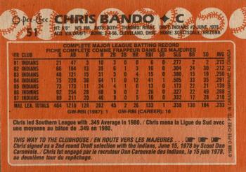 1988 O-Pee-Chee #51 Chris Bando Back